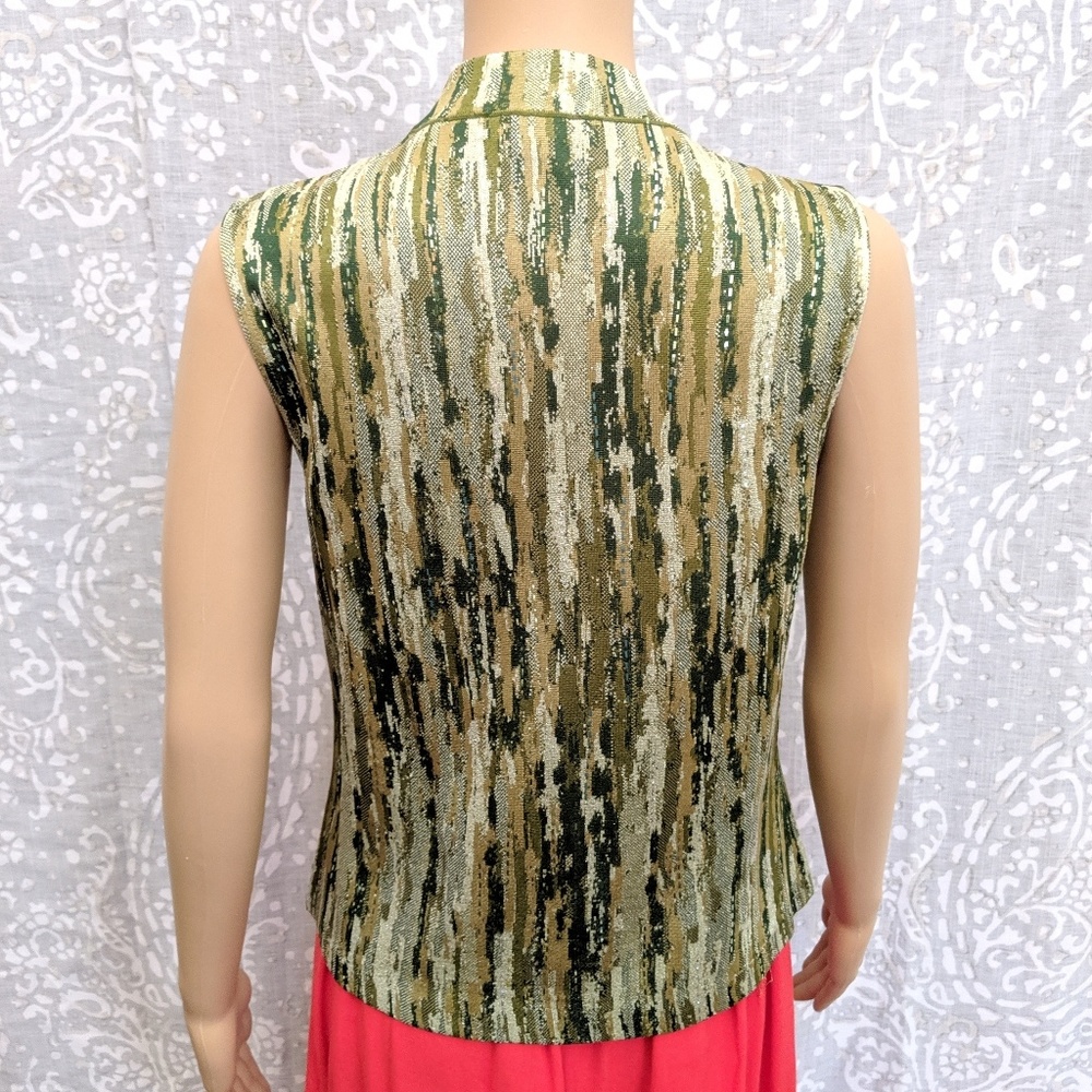 ST. JOHN | Green Mock Neck Collar Blouse - Picture 6 of 7